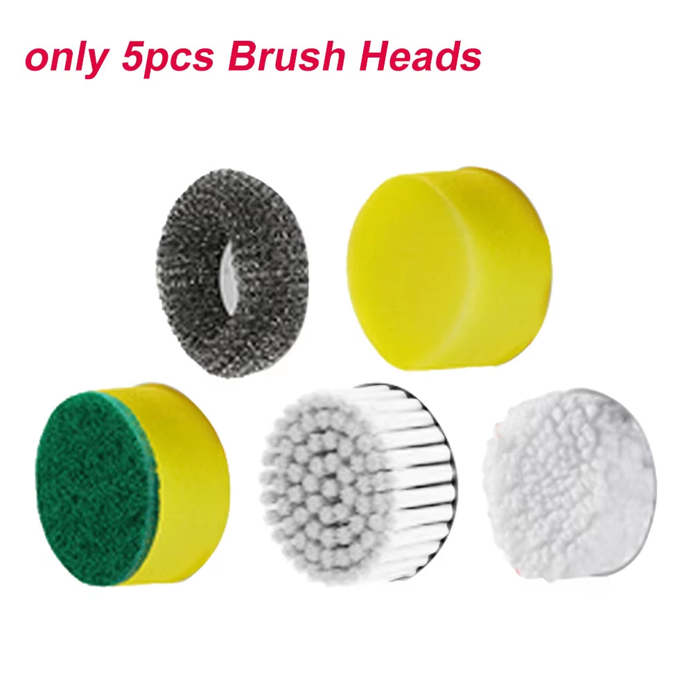 Electric Spin Scrubber with 5 Replaceable Brush Head Dishwashing Brush Multifunctional for Cleaning Bathroom Tub Tile Floor Car