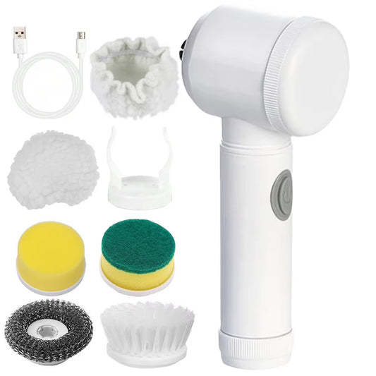 Electric Spin Scrubber with 5 Replaceable Brush Head Dishwashing Brush Multifunctional for Cleaning Bathroom Tub Tile Floor Car