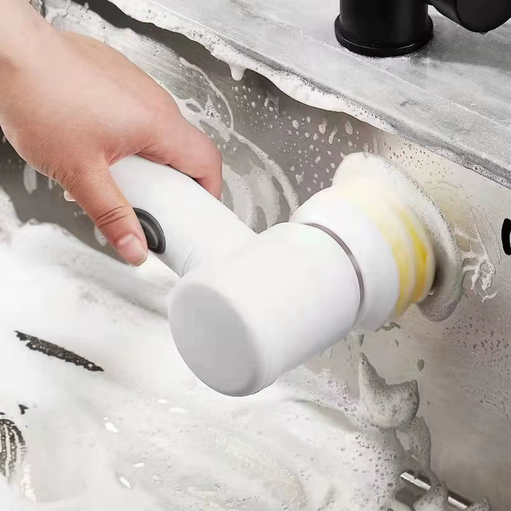 Electric Spin Scrubber with 5 Replaceable Brush Head Dishwashing Brush Multifunctional for Cleaning Bathroom Tub Tile Floor Car
