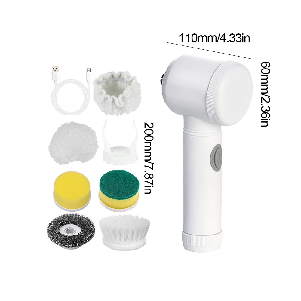Electric Spin Scrubber with 5 Replaceable Brush Head Dishwashing Brush Multifunctional for Cleaning Bathroom Tub Tile Floor Car